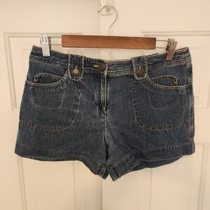 Loft Blue Denim Chino Flat Front 100% Cotton Rounded Detail Shorts Size 6